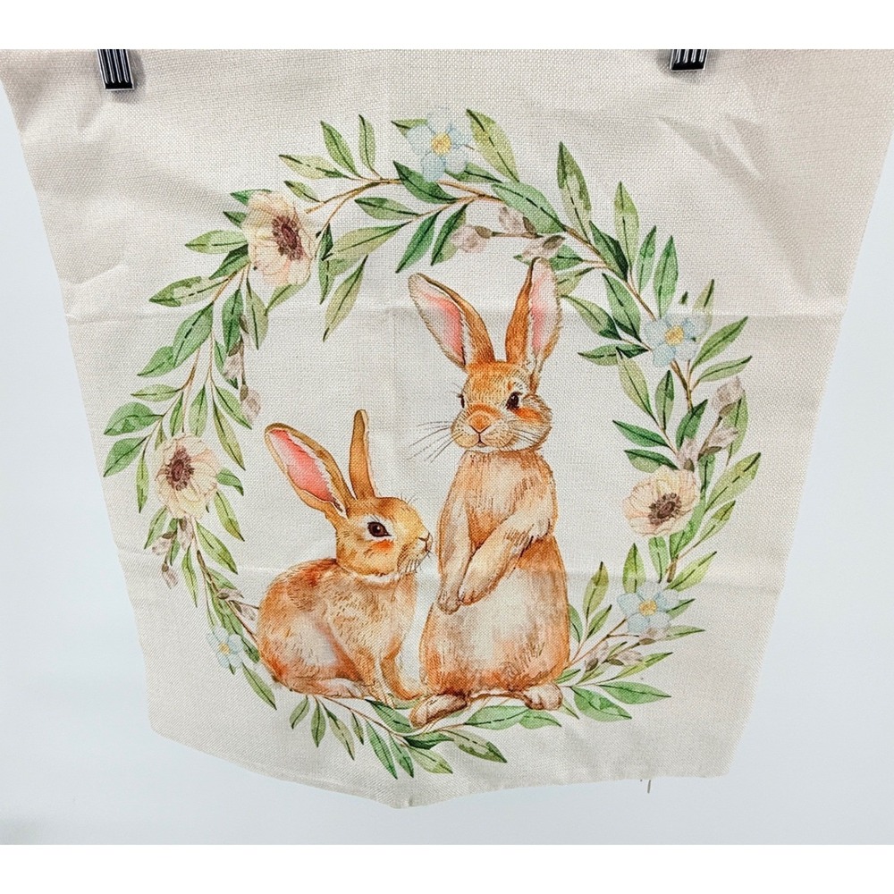 Easter Pillow Cover Bunnies Floral Wreath Spring Home Decor set‎ of 3 Linen